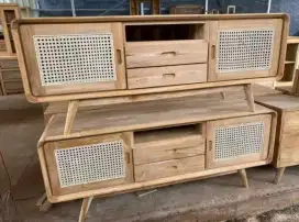 Bufet retro rotan kayu jati bayar cod
