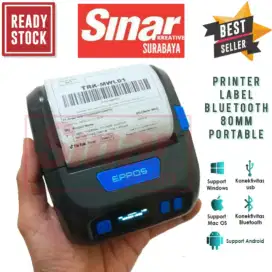 PRINTER LABEL BARCODE 80MM EP805 BLUETOOTH - USB CETAK RESI PORTABLE