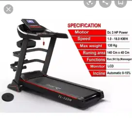 Alat fitnes treadmill elektrik TL 123 m hitam