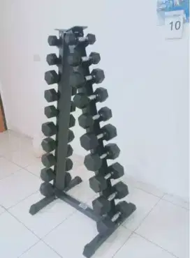 Alat fitnes dumble set rack hexagonal