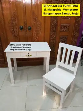 Paket Set Meja Laci Kursi Kerja Komputer Kantor Belajar Kasir Kayu #SM