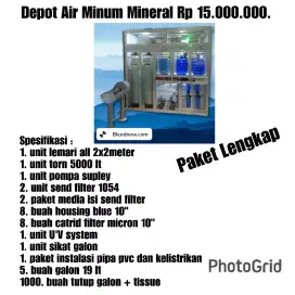 Paket lengkap depot air minum isi ulang