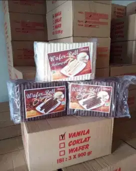 Wafer roll rasa coklat & vanilla @ 800 gram = 26 ribu