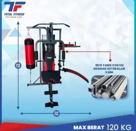 Alat fitnes home gym 3 sisi samsak tinju