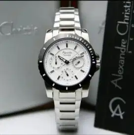 Jam tangan wanita Alexandre Christie original ac 6141 silver