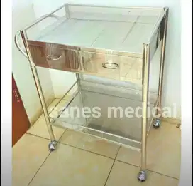 Meja Dorong Troli Makanan Laci Stainless Food Trolley Barang Instrumen