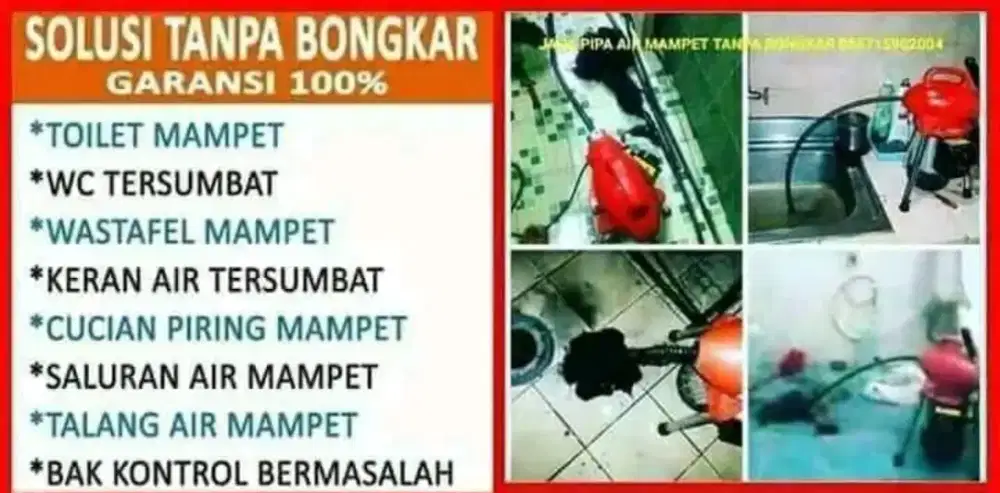 Jasa service pipa air mampet tanpa bongkar&bergaransi