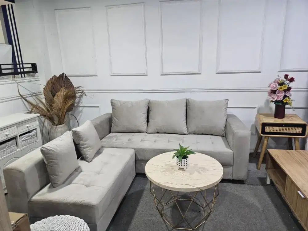 Sofa set model L bonus bantal 5 tanpa meja