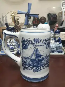 Antik vintage gelas mug keramik delft made in holland eropa mulus