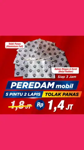 Peredam Mobil 5 Pintu 2 lapis Tolak Panas Aluminium Foil Bahan Karet