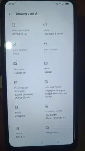 Oppo F11 PRO ram 6gb rom 64gb dibaca