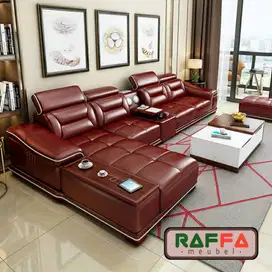 SOFA LETER L - SOFA KULIT MODERN - SOFA RUANG TAMU / RUANG KELUARGA