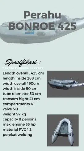 Perahu Karet 435 Kapasitas 8 orang