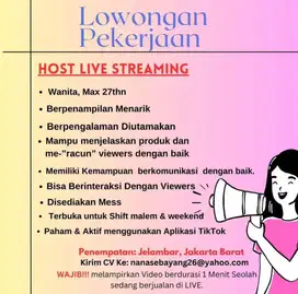 Dicari Host Live Shopping baju Fashion