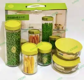 Toples Kue Mangkok Kaca Set 5 in 1 Marine Bowl Glass Seal Tank Set