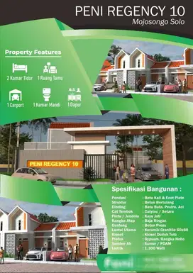 JUAL RUMAH BARU CLUSTER 480 JUTA MOJOSONGO SOLO TYPE 40/60