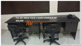 SET MEJA TULIS KANTOR MEJA MINIMALIS + SET KURSI HIDROLIK DAN STANLES