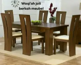 Meja makan minimalis modern k 6, kayu jati tua