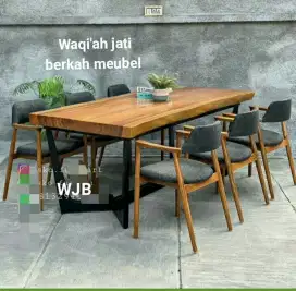 Meja makan Retro modern dan mewah k, 6, kayu jati tua