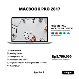 Macbook Pro 2017 Memory 16 GB / Storage 500 GB