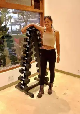 Alat fitnes dumble set rack lengkap 10 kg