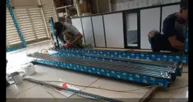 Pintu aluminium Jendela Kanopi Kaca tempered Kitchen set Partisi lipat