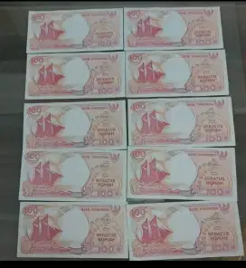 uang kertas 100 rupiah gbr kapal layar