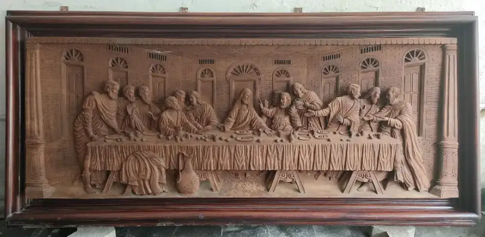 The last supper kayu jati utuh