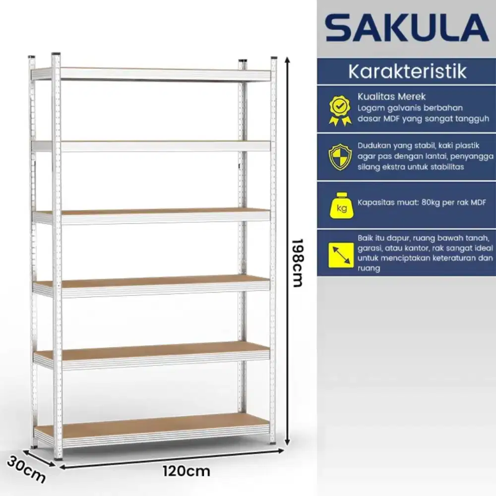 Rak Besi Galvanis 6 Susun 120*30*198
