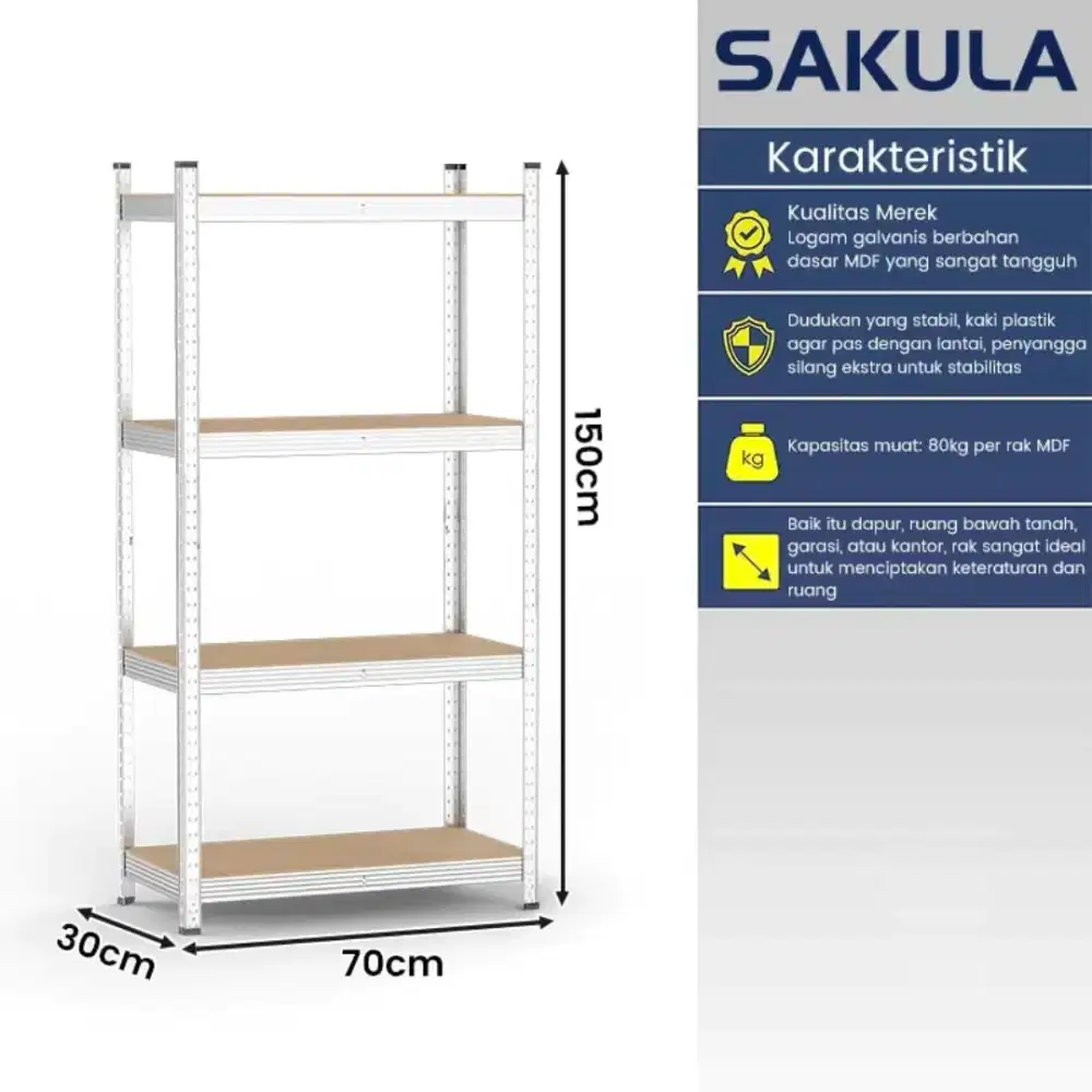 Rak Besi Galvanis 4 Susun 70*30*150