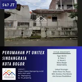 DIJUAL RUMAH DI PERUMAHAN PT UNITEX SINDANGRASA KOTA BOGOR- VIA LELANG