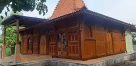 Rumah joglo kayu jati depan full ukir luas 8x10 meter