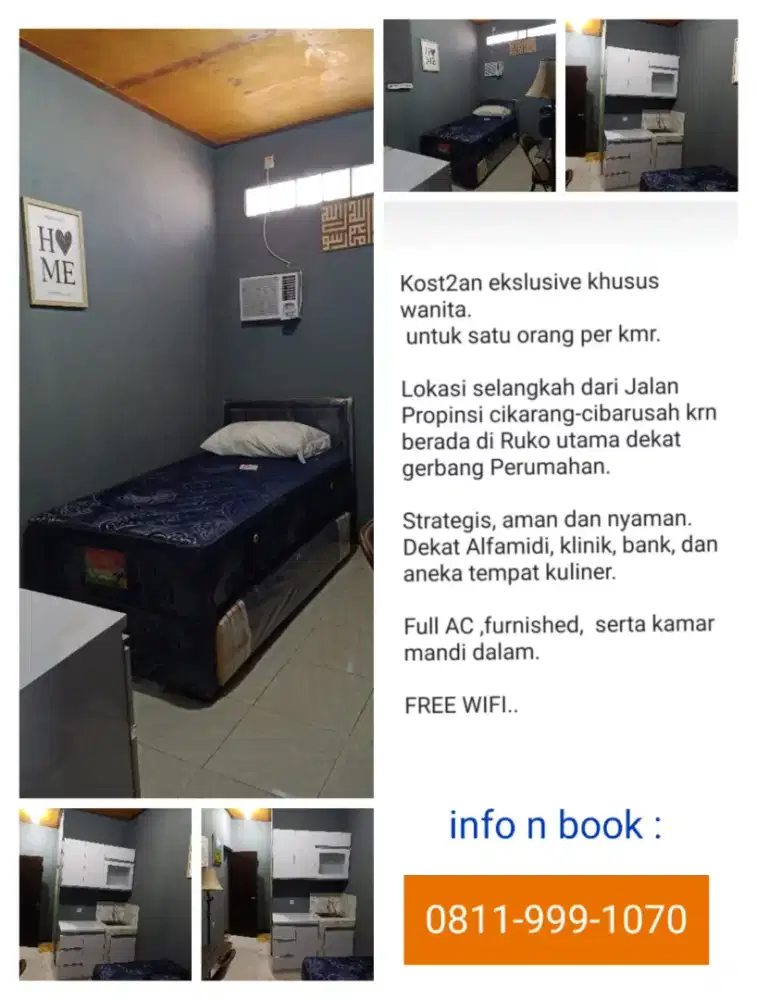Kost nyaman  khusus wanita di cibarusah/ cikarang selatan
