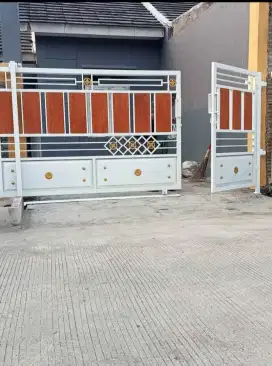 Pagar garasi motif grc serat kayu