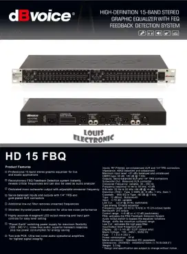 Equalizer dBvoice HD 15 FBQ 15 Band With Feq Feedback Detection System