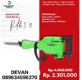 Bor bobok ryu demolution hammer 50j RDH50 mueah bergaransi