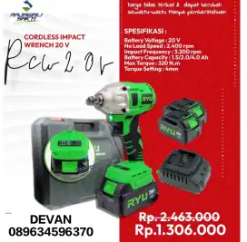 Impact batre ryu 20v RCW20V murah bergaransi