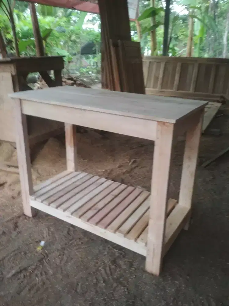 Meja rak bahan mahoni