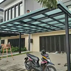 Canopy kaca tempered, alderon, solarflat, solartuff, spandek pasir,dll