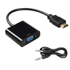 Kabel Converter HDMI to VGA Monitor LCD Adapter Konverter FHD 1080p