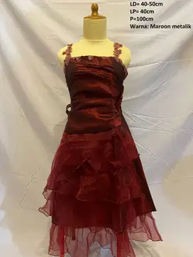 Preloved Dress Party Gown Gaun Elegant Gaun Prewed Maroon