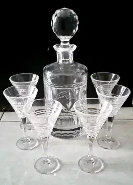 Gelas kristal set bohemia + botol wine
