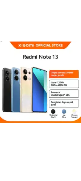 Xiaomi Redmi Note 13 8/256 New Garansi Resmi Termurah Se Indonesia