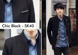 Jas Warna Hitam Cowok, Blazer Casual Cowok