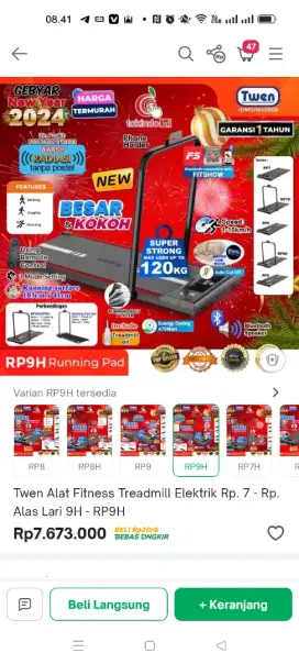 JUAL RUGI BU Treadmill Twen Rph 9H lengkap duss, Boleh nego