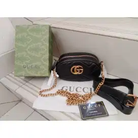 waistbag Gucci Marmont black belt bag tas Pinggang wanita