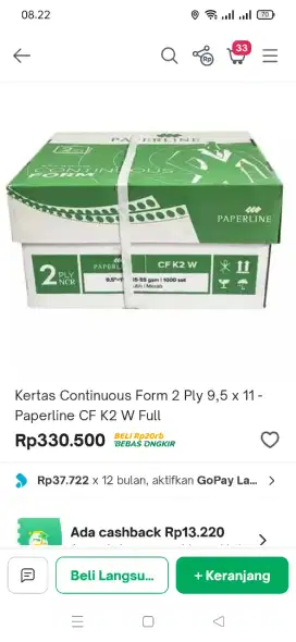 Kertas continuous form 2ply