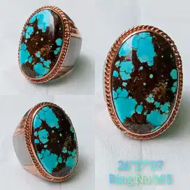 Cincin Batu Pirus Persi Blue Fancy Urat Hitam Kemerahan Ceplok Lawasan