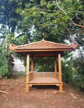 Tersedia bayar di tempat gazebo jati 2x2m fre pemasangan