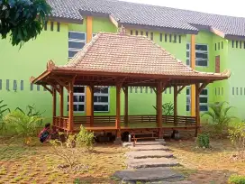 Gazebo jati Atap limas ukuran 4x6m terima jadi di tempat